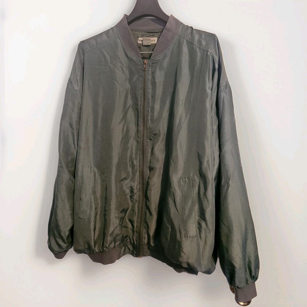 Robert Stock Silk Bomber Jacket Size L Vintage Retro 80s 90s Preppy Classic